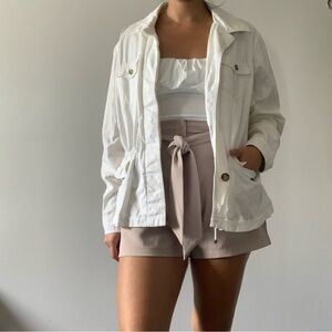 Eddie Bauer white short soft shell wind jacket  womans size XXL 100% cotton